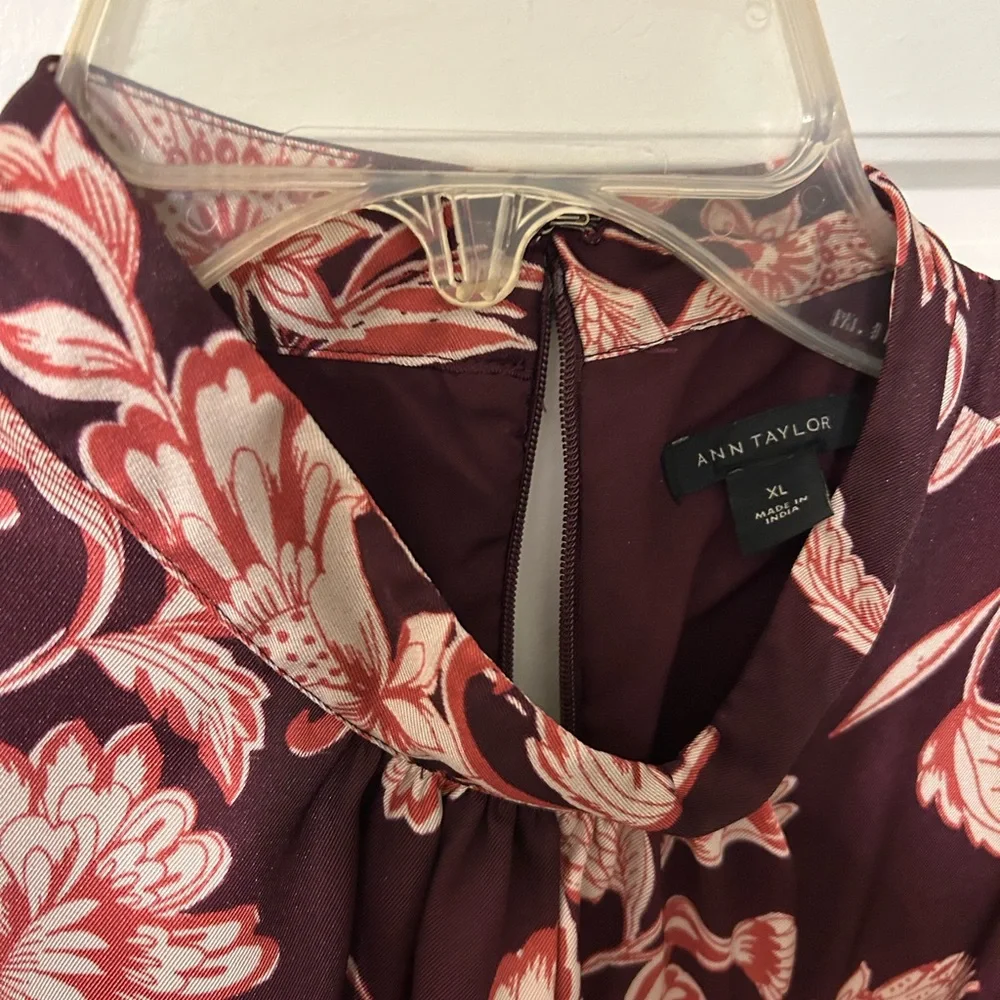 Ann Taylor Burgundy Floral Dress - Picture 2 of 6